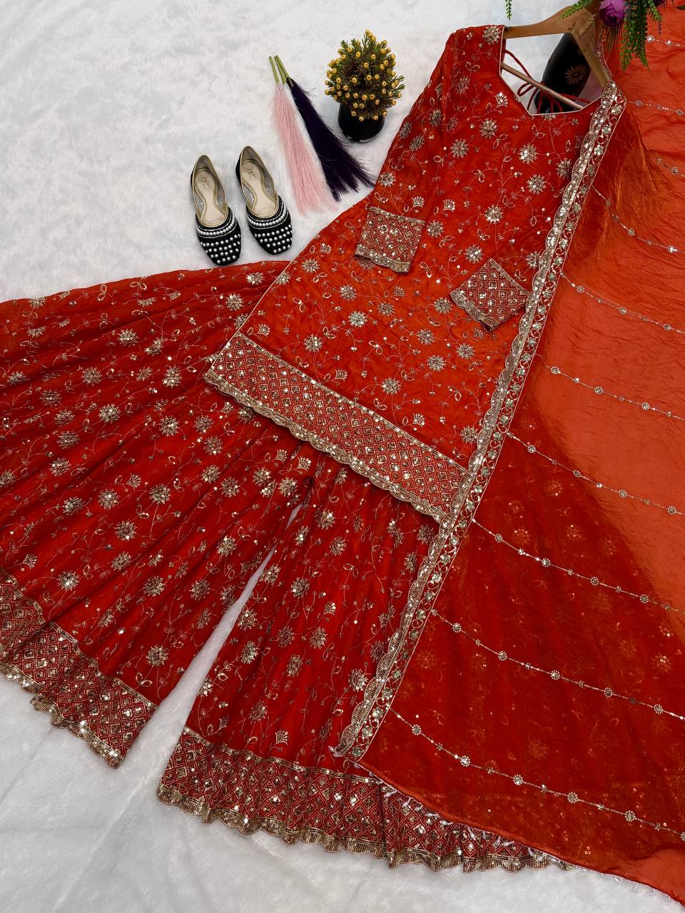 Neo-Classic Burnt Orange Couture